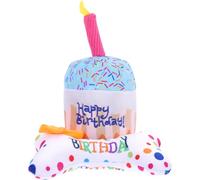Happyyami Interactive Plush Birthday Cake Cat with Sound and Soft Material, for Indoor Cats and Kitten Playtime, Set of 2 Fun Birthday