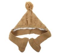 Happyyami Khaki 2 Pcs Pet Hat Dog Cap with Woolen Yarn Knit Scarf Winter All-around Protection Excellent Insulation Fashionable Appearance for Outdoor Use