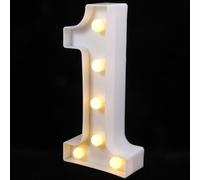 Happyyami LED Light up Number 1 Sign Plastic Decorative Number 1 Light for Birthday Decoration and Indoor Atmosphere Lighting Elegant White LED for Home Party Use