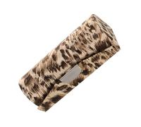 Happyyami Leopard Print Embroidered Silk Lipstick Case with Mirror Compact Protective Makeup Organizer for Purse Prevents Wear and Tear for Women and Girls