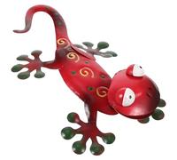 Happyyami Lifelike Iron Gecko Wall Hanging Ornament with Delicate Look and Easy to Hang Design, Unique Garden and Office Wall Decor Sculpture in Red Colour