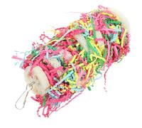 Happyyami Loofah Parakeet Bell Toy with Shredding Feature and Movable Hook, Bird Hanging Toy for Parrots, for Home Decoration and Hanging the Cage
