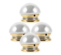 Happyyami Magnetic Pearl Brooch Pin 4pcs White - No-pierce Shirt Button Clip, Anti-gaping Decorative Fastener for Formal Events