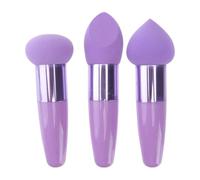 Happyyami Makeup Handle 3pcs with Sponges Mushroom Stable Head Purple and Latex Material Compact Dual-use Makeup Pens for Blending Application Foundation Powder Suitable
