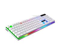 Happyyami Mechanical Feel Game Keyboard Keyboard for Gaming Rgb LED Backlit Ergonomic Design Floating Keys USB Plug Play Gaming Setup White Random Style