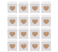 Happyyami Mini Cake Boxes White Paper with Heart-Shaped Window, 50Pcs Foldable Boxes for Wedding and Birthday Parties, Individual Candy Containers 2X2X2 Inch