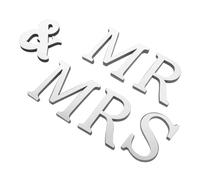 Happyyami Mirror, 3D Wall Self-Adhesive Mr Acrylic Stickers Mrs Wedding Mirror Wall Decals Waterproof Easy to Apply Silver Alphabet Letters for Home Decoration Room Decorations