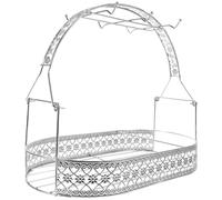 Happyyami Modern European Style Iron Cup Display Rack with Practical Design, Silver Coffee Mug Storage Stand Holds 6 Cups, 1 Sugar Jar, 1 Milk Jug and 1 Teapot, Kitchen Accessory for Home