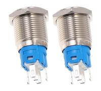 Happyyami Momentary Push Button Switch Flat Head Waterproof 2pcs 16mm Reset with LED Ring Light Aluminium Alloy 12v 24v for Car Vehicle Modification