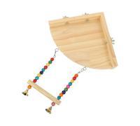 Happyyami Natural Wood Triangular Platform Parrot Stand Swing for Bird Cage, Iron and Wood Material, Designed to Reduce Aggression and Provide Physical Activity for Parrots