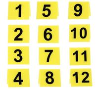 Happyyami Number Markers Yellow Acrylic V-shaped 12pcs Practical Design and Enhanced Game Experience Suitable for Halloween Mystery for Detective Theme Party Supplies Crime Scenes Props