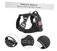 Happyyami Nylon Dog Vest for Dogs Breathable Mesh Material Two Leash Attachment Points Comfortable and Easy to Operate for Walking and Car Safety Black