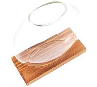 Happyyami Oblate Fish Bowls Flat Desktop Glass Planter Bulb Vase Wooden Stand Flower Propagation Station Hydroponic Glass Plant Vase for Living Room Office Decoration