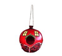 Happyyami Outdoor Resin Pomegranate Birdhouse Creative Hanging Bird Nest for Garden and Lightweight Rustic Style for Nature Red