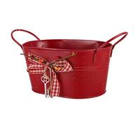 Happyyami Oval Shaped Iron Bucket Love Lock Flower Arrangement Container for Garden Storage Wedding Decor Rustic Home Adornment