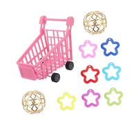 Happyyami Parrot Bird Toys Interactive Shopping Cart Toy Balls Rings for Caged Birds