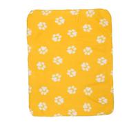 Happyyami Pet Blanket for Dogs Cats Double-sided Fleece Yellow with White Paws Soft and Non-shedding Animal Bed Mat for Seasons Suitable for Beds and Carriers 60x70cm