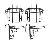 Happyyami Planter Holder Ring Shelf Bracket Shelving Brackets 4pcs Metal Wire Hanging Planter Holders for Wire Trellis Wall Black Hanging Wall Planters White Hangers Metal Wall Planters