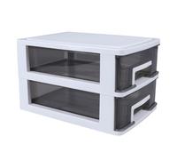 Happyyami Plastic Storage Drawers Double-layer Multi-deck Drawer Design Plastic Desktop Storage Box for Study Room and Living Room in Small Spaces with Simple Fashion Style
