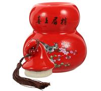 Happyyami Portable Ceramic Gourd Shape Tea Jar Airtight Loose Tea Container with Lid Small Size and Kitchen Organisation Sturdy Material with Long Serving Life