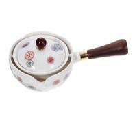 Happyyami Portable Ceramic Tea Pot 360° Rotation, Single Pot Teapot Featuring Comfortable Grip and Automatic Filtering Design, for Office Table or Home Desktop Use