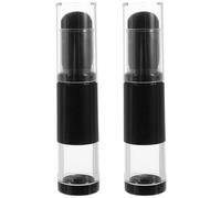 Happyyami Portable Gentle and Even Coverage 2pcs Foundation Brush with Refillable Bottle, Black Plastic Blush Brush Set Makeup Applicator for Powder Makeup for Travel and Quick Touch-ups