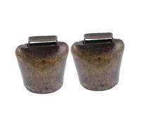 Happyyami Practical Metal Cattle Bells 2 Pieces Farm Animal Noisy Bells for Pasture Compact Size for Easy Storage for Horse Sheep Cows