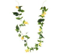 Happyyami Realistic Artificial Flower Vine Pendant with Flexible Yellow Morning Glory Blossoms Decorative Faux Vine Garland for Wedding Ceremony and Party Backdrop Clean Reusable Plant