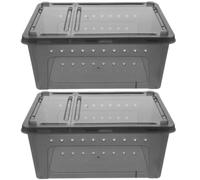 Happyyami Reptile Feeding Box 2Pcs with Ventilation for Small Pets Compact Lightweight Habitat for Geckos Tarantulas and Frogs 10.2X7X4.3 Inch Breeding Container