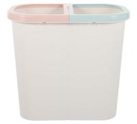 Happyyami Rubbish Bin White Plastic Dual Section Trash Box with Double Compartments for Kitchen and Bathroom