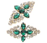 Happyyami Shoe Clips with Gentle and Secure Fastening Green Flower Rhinestone 2pcs for High Heels Metal Wedding Bridal Shoe Buckles and Party