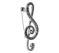 Happyyami Silver Zinc Alloy with Delicate Design Music Badges Rhinestone Brooch Easy and Comfortable to Wear, Festival Brooch Decor and Pin for Women