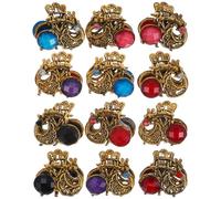 Happyyami Small Hair Claw Clips 12pcs Alloy Acrylic Mini Hair Clips for Vintage Style at Office