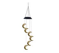 Happyyami Solar Wind Chime Light Creative Moon Shaped Design Hanging Lamp for Garden Decor Easy to Install Solar Powered Wind Chimes with Warm Glow Present for Birthdays and Xmas