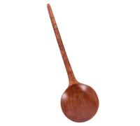 Happyyami Spaghetti Spoon Multifunctional Design and Large Capacity Wooden Ramen Soup Spoon with Handle Brown Minimalist Ladle for Home Kitchen Cooking
