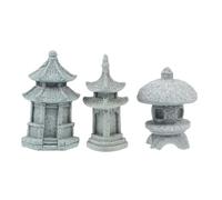 Happyyami Stone Pavilion Ornaments 3Pcs Micro Landscape Decoration for Zen Garden Miniature Places Bonsai Craft Home Decor