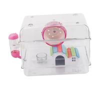 Happyyami Stylish Hamster Cage Big Castle Design Acrylic Transparent Set Complete with Running Wheel Food Bowl Water Jug Random Style