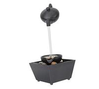 Happyyami Suspended Teapot Running Water Ornament Desktop Fountain in Black Plastic, Calming Waterfall Decoration with Automatic Water Circulation for Home and Office