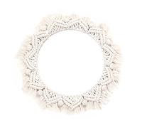 Happyyami Tapestry Decorative Mirror Acrylic Simple Style Beige Wall-mounted Mirror with Artistic Design Adds Vertical Space for Bedroom and Living Room Makeup Artists