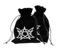Happyyami Tarot Card Storage Bags 2pcs Black Lint with Drawstring for Jewelry and Small Items Travel and Daily Use