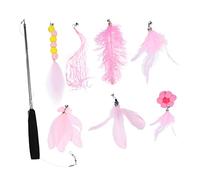 Happyyami Telescopic Cat Fishing Rod 8-piece Set with Cat Feather Kitten Play Pet Interaction
