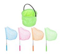 Happyyami Telescopic Fishing Net with Bucket Stainless Steel Insect Catcher for Durable Wear Resistant for Nature Exploration Outdoor Bucket Pink Orange Blue Green Nets