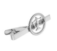 Happyyami tie clamp silver stainless steel scale of justice motif mens tie holder clip smooth safe edges prevents tie shifting for court business banquet