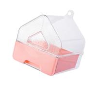 Happyyami Transparent Parrot Bird Bath Tub with Bottom Drawer Hanging Bathing Box for Cage Space-saving External Mount Design for Small Pet Birds Like Lovebird Finch Cockatiel