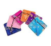 Happyyami Velvet Purse Chinese Coin Purse Zip with Embroidered Brocade Design Large Capacity Cotton Chinese Style Wallet for Women Convenient to Carry for Valentine's Day