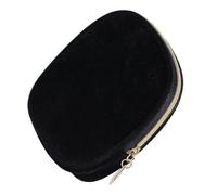 Happyyami Velvet Square Mini Makeup Pouch Corduroy Black Portable Wallet with Compartments for Women Daily Storage