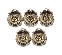 Happyyami Vintage Brass Dog Collar Bells 5pcs Antique Pet Hanging Bell Charms for Dogs and Cats Diy Pendant Craft Decor
