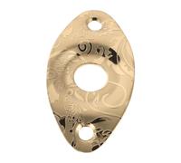Happyyami Vintage Engraved Guitar Jack Plate for Electric Guitar, Stainless Steel Oval Shape with Screws, Easy Install and Seamless Integration, Golden Curved Output Socket Plate for Musical