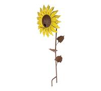 Happyyami Vivid Yellow Metal Bird Feeder for Outdoor Use with Sunflower Shape Iron Material for Feeding Birds on Balcony Or Garden Sturdy and Chic