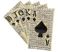 Happyyami Wedding Décor Poker Playing Brooch Pin Suit Enamel Lapel Pin Crystal Rhinestone Brooch Novelty Clothing Brooch Clothes Accessories Las Vegas Party Favors Golden Wedding Decor